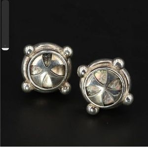 Vintage Sterling Silver and Abalone Shell Earrings